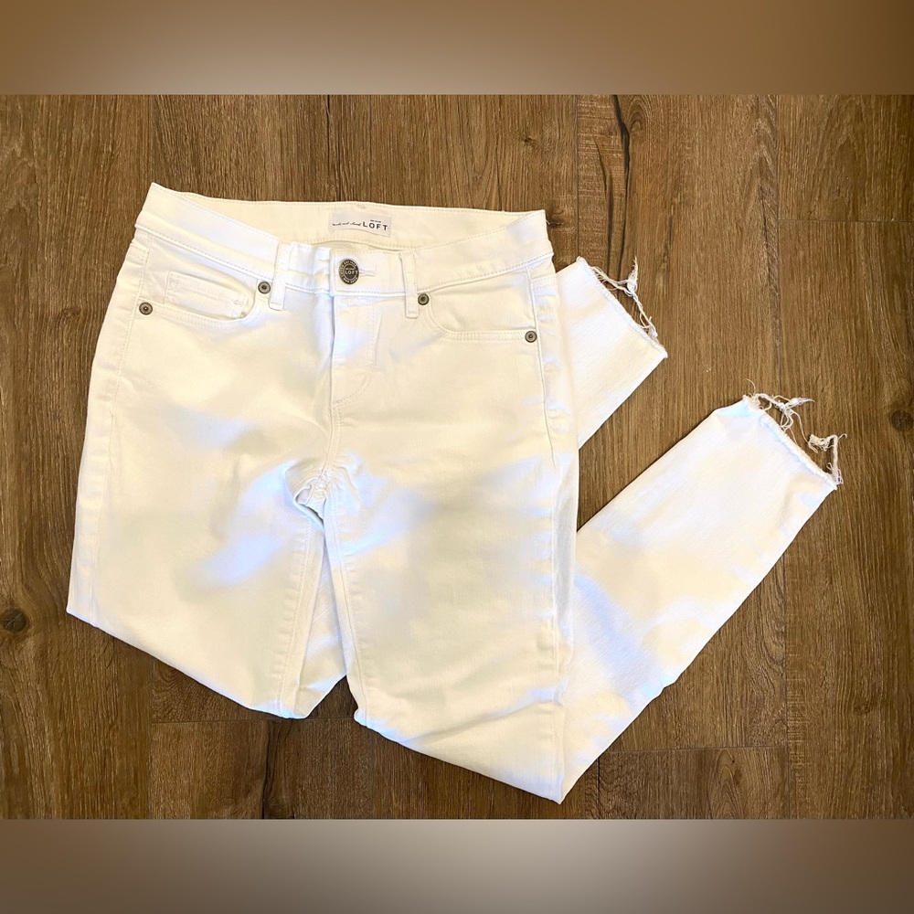 Ann Taylor Loft Jeans Womens 24/00 White Modern Skinny Crop Mid Rise
